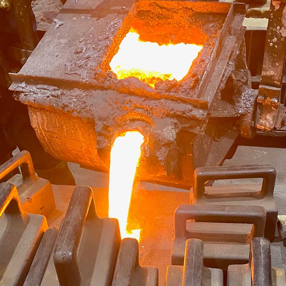 Melting process within the West Point Industries foundry in West Point, Georgia.
